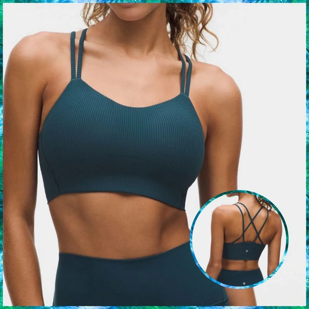Lululemon Like‎ a Cloud Ribbed Longline Bra size 10 B/C Cup NWT Indochine Blue